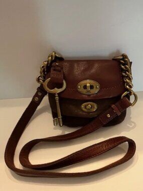 Fossil Brown and Cognac Leather Crossbody bag